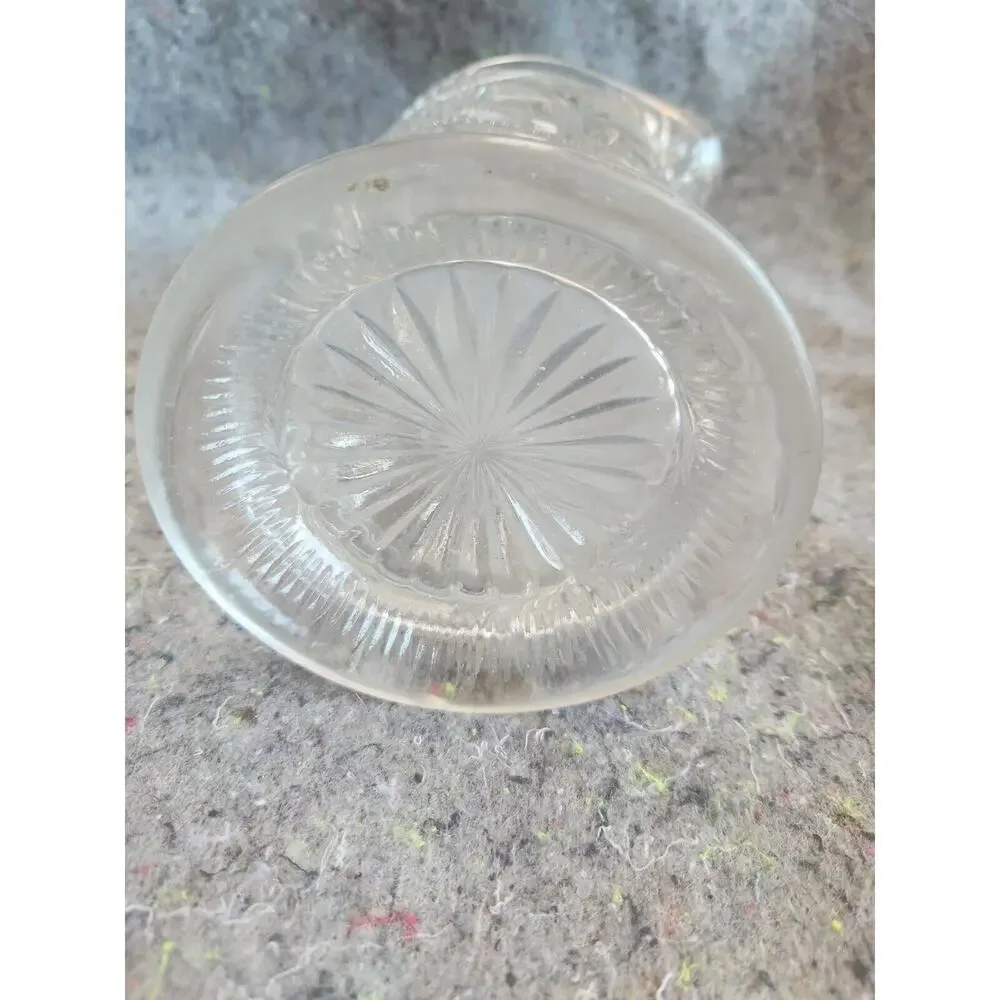 Vintage EAPG Clear Pressed Glass Pitcher with Medallion Sunburst Pattern - 8.5